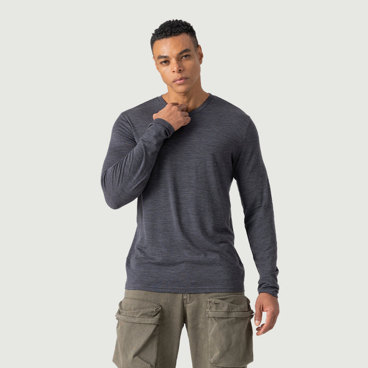 Herren Merino 170g V-Ausschnitt Langarmshirt