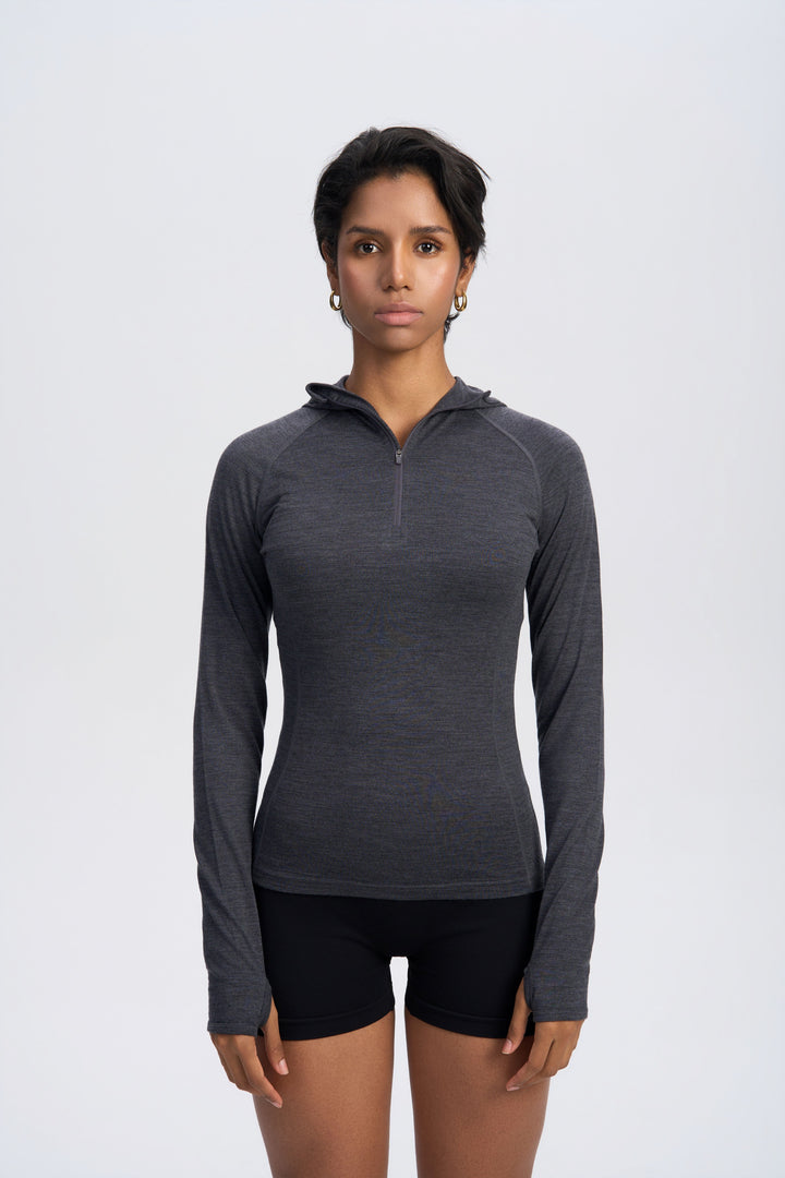 Damen Merino 200g Half-Zip Hoodie