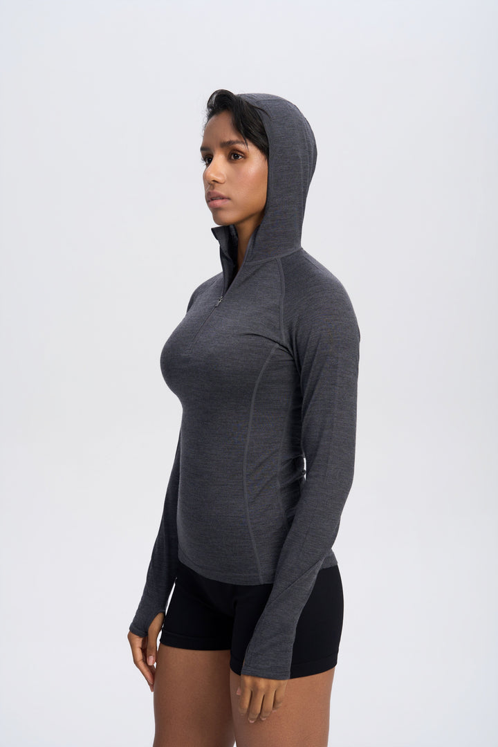 Damen Merino 200g Half-Zip Hoodie