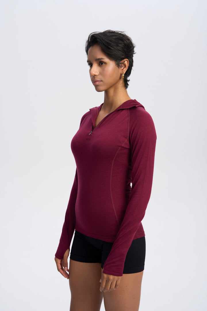 Damen Merino 200g Half-Zip Hoodie