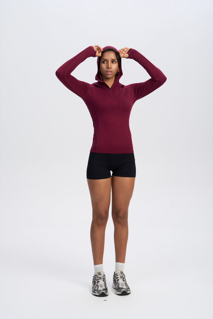 Damen Merino 200g Half-Zip Hoodie
