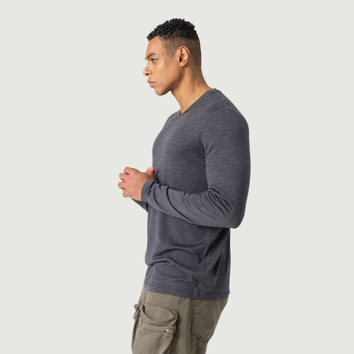 Herren Merino 170g V-Ausschnitt Langarmshirt