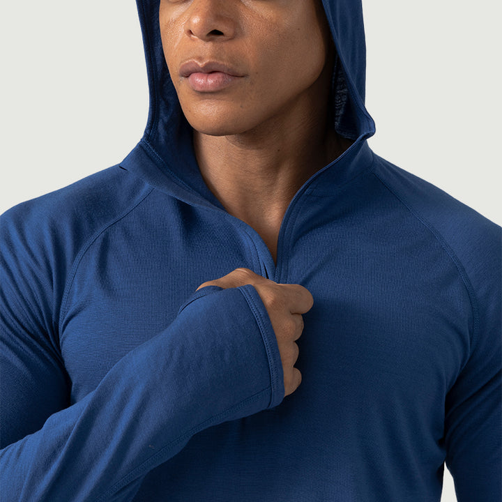 Herren Merino 200g Langarm Half-Zip Hoodie